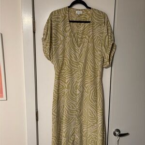 Green Zebra Print Midi Dress
